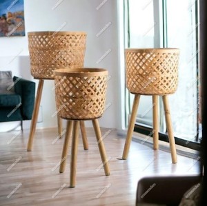 Design unique tissé décoratif en gros jonc de mer panier fleur meubles de jardin Pots de fleurs pour balcon décor à la maison - Product Image 6