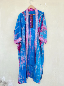 ชุดคลุมกิโมโนผ้าไหมมัดย้อมสำหรับผู้หญิงเสื้อคลุมมัดย้อมแบบอินเดียสำหรับเทศกาล - Product Image 4