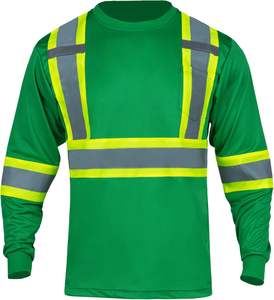 เสื้อยืดแขนยาวแบบแห้งเร็ว OEM สำหรับผู้ชายชุดทำงานก่อสร้างสะท้อนแสงมองเห็นได้ชัดเจนทำจากโพลีเอสเตอร์ - Product Image 1