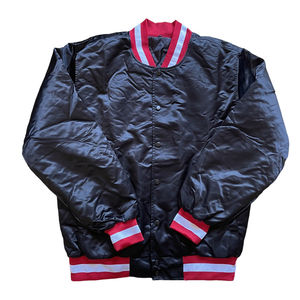 Vente en gros Bomber noir vestes pour hommes Streetwear broderie rouge rayé Varsity veste de baseball pour hommes mode Hip Hop vêtements d'extérieur - Product Image 2