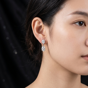 Women's 18K White Gold Oval Cut <b>Dangle</b> <b>Earrings</b> Lab <b>Diamond</b> IGI Certified Classic Style Jewelry Everyday Wear F VVS2 Clarity - Product Image 3
