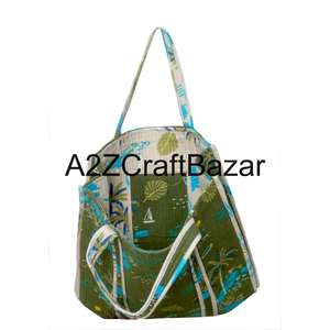 Sac fourre-tout en coton indien fait à la main, imprimé en blocs matelassés, sac écologique pour femmes, pour le shopping, les voyages - Product Image 4