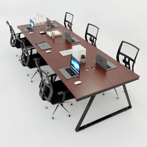 โซฟาไม้ 6 ที่นั่งทันสมัยพร้อมขาเหล็กและโครงเหลี่ยม - Product Image 1