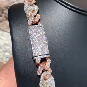 Chaîne à maillons cubain en moissanite plaqué rhodium Cadeau de mariage pour homme 15mm coupe ronde glacé style hip hop Bijoux en argent sterling 925 - Product Image 2