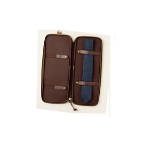 Étui de voyage en cuir véritable à fermeture éclair et cravate avec logo personnalisé pour hommes - Product Image 1