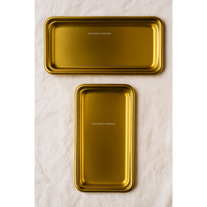 Bandeja de servicio de comida de mesa de metal de nuevo diseño en bandejas de servicio de bebidas de comida de hogar y restaurante con acabado dorado - Product Image 2