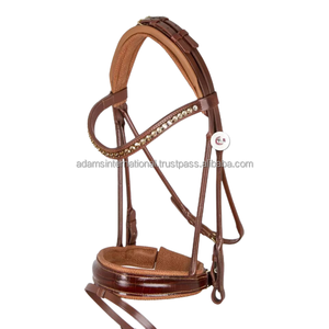 Bride de cheval en cuir de qualité supérieure avec bandeau de sourcils en cristal et bandeau de nez de Crocodile rembourré doux vente en gros - Product Image 1