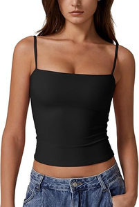 Camiseta sin mangas básica con doble forro para mujer, camisola sin mangas con Tirantes finos ajustables - Product Image 5