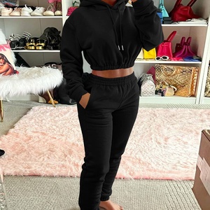 Chándal para mujer, conjunto de Sudadera con capucha para correr, ropa deportiva, estilo polar, deportes, traje de ocio, sudadera recortada, pulóver, Sudadera con capucha, conjuntos de 2 piezas - Product Image 6