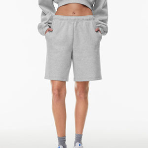 Chándal de fitness informal de 2 piezas de alta calidad OEM para mujer Sudadera con capucha de manga larga Pantalones cortos hasta la rodilla Estampado de tela polar transpirable - Product Image 3