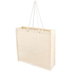 Durable <b>White</b> Jute Farmers Market Grocery Tote <b>Bag</b> Medium Eco-Friendly Burlap Beach Letter Printing Personalized Daily <b>Gift</b> <b>Bags</b> - Product Image 2