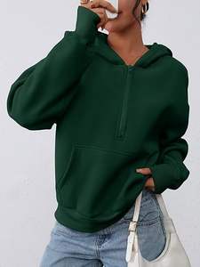 เสื้อสเวตเตอร์โอเวอร์ไซส์แบบสวมศีรษะมีกระเป๋าแฟชั่นอินเทรนด์แบบมีซิปครึ่งตัวเสื้อผ้าฤดูหนาวลำลอง - Product Image 3