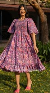 ชุดเดรสผ้าคอตตอนแบบสั้นสำหรับผู้หญิงชุดเดรสปาร์ตี้พิมพ์ลายดอกไม้สไตล์โบโฮสำหรับผู้หญิงชุดของขวัญเจ้าสาวส่วนตัว - Product Image 3