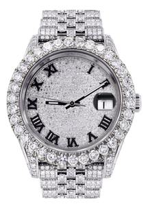 นาฬิกาประดับเพชรทำจากสเตนเลสสตีลสีเงินคุณภาพสูงพร้อมดีไซน์น้ำแข็งเต็มรูปแบบ - Product Image 4