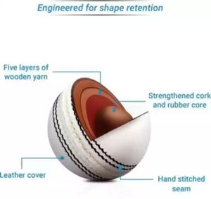 Sumroos ลูกบอลแข็งลายคริกเก็ตสีขาวคุณภาพสูงลูกบอลหนังแข็งสำหรับเล่นกีฬาคริกเก็ตเย็บคุณภาพระดับพรีเมียม - Product Image 4
