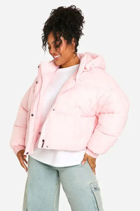 Chaqueta Acolchada Extra Grande Personalizada Color Rosa Bebé OEM para Mujer, con Forro de Piel Sintética, Chaqueta de Invierno con Capucha y Burbujas - Product Image 3