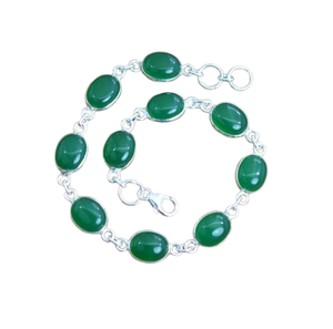 Bracelet de tennis en pierre précieuse Onyx vert pour femme en argent sterling 925 fait à la main Style Boho bijoux cadeau tendance - Product Image 1