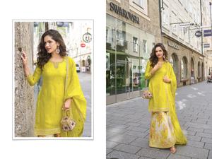 Designer Chinon Soie Avec Paillettes Broderie Salwar Costume Femme Mode Fabricant Et Fournisseur De Surat - Product Image 2