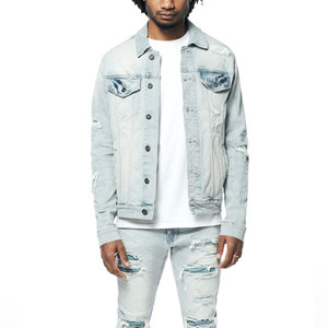 Ensemble veste et pantalon en jean respirant pour homme, style hip-hop, imprimé numérique personnalisé, fermeture éclair, 100 % coton, design personnalisé, haute qualité - Product Image 2