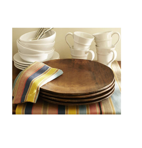 Plateau de service en bois rond, style campagnard, fait à la main, poli, pigmenté, pour les fêtes, en stock - Artisanat Saniya, prix bas, vente - Product Image 1