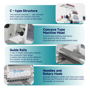 Machine à broder 1 tête 9 aiguilles-900 points/Min, précision 0.1mm, surface 300*500mm, tension de fil automatique - Product Image 2