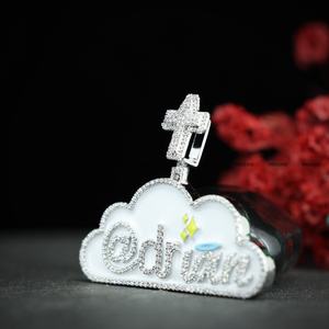 <b>Custom</b> Moissanite Hip Hop Pendant Iced Out Diamond Tester Passes 925 Sterling Silver Enamel <b>Name</b> Charm <b>Necklace</b> Men Women - Product Image 6