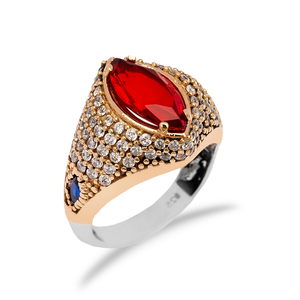 Marquise Shape <b>Garnet</b> Stone Authentic Unisex <b>Rings</b> Turkish Handmade Wholesale 925 Sterling <b>Silver</b> Jewelry - Product Image 4