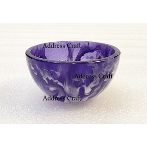 Luxueux tourbillon vert blanc fait à la main en résine Mini bol avec texture en marbre Aqua Swirl Pattern Fruit Bowl Utilisation dans la maison Hôtel Buffet - Product Image 3