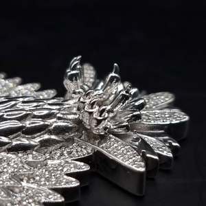 จี้รูปนกอินทรีประดับเพชรโมอิสซาไนต์เงินแท้ชุบแพลตตินัม ดีไซน์สามมิติเต็มรูปแบบ สไตล์ฮิปฮอป - Product Image 4