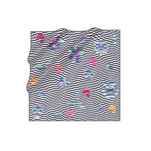 Black and White Silk Twill Square Scarf with Geometric Pattern - Product Image 1