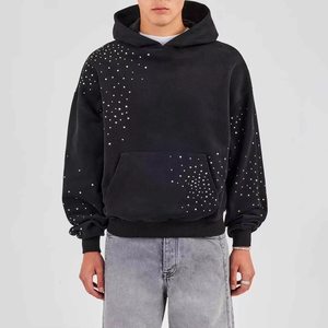 Ventes en gros de sweats à capuche thermiques pour hommes, nouveaux et élégants, avec fermeture éclair intégrale et capuche surdimensionnée, logo en strass pour l'hiver - Product Image 6