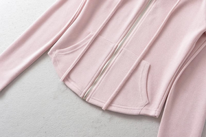 Turtleneck <b>Zipper</b>-Up Short <b>Hoodies</b> For <b>Woman</b> Comfortable And Breathable Winter Full ZIP with Two Pockets Casual Wear - Product Image 5