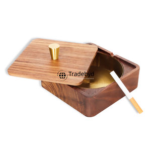 Tradebyd Cendrier en bois de luxe Plateau à fumer en bois fabriqué à la main Porte-cendres de table moderne pour bureau et bars - Product Image 1