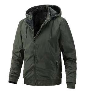 Chaqueta de bombardero con capucha y cuello levantado respetuosa con el medio ambiente OEM, tela cómoda hecha en la parte delantera, sensación ligera, ajuste moderno, moda de calle alta - Product Image 3