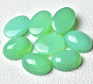 Cabujón ovalado de crisoprasa verde natural de alta calidad suelto para la fabricación de joyas a precio mayorista - Product Image 3