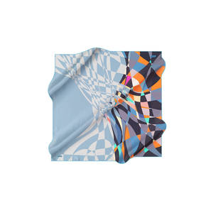 Blue Viscose Geometric Pattern <b>Square</b> <b>Scarf</b> for Summer - Product Image 1