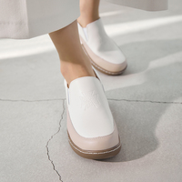 [JSHOE] Chaussures de marche confortables en cuir de vachette léger à plateforme pour femmes, avec détail étoile en relief