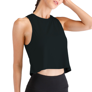 Top court sans manches bleu pour femme, uni, en polyester, logo personnalisé, style mignon - Commande minimum de 2 pièces - Product Image 2