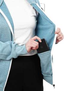 Veste à capuche élégante et légère à fermeture éclair, manches longues, en coton, polyester, délicate, pour femmes - Product Image 4