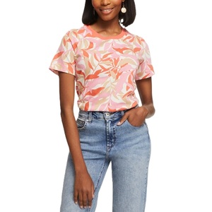 T-shirt de sport décontracté à col rond pour femmes T-shirt d'été respirant à séchage rapide imprimé sur toute la surface écologique 100% coton - Product Image 5