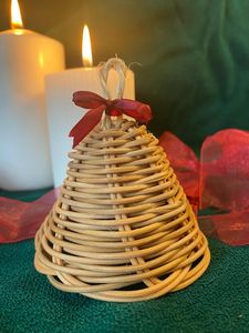 Vente chaude rotin hochet cloche anneau arbre de noël décoration maison fête de mariage ornement bricolage fabriqué à la main en osier tissage artisanat - Product Image 5