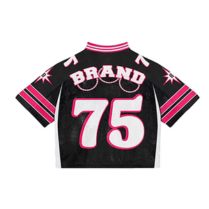 T-shirt de sport surdimensionné en maille personnalisé, style streetwear, imprimé tendance, hip-hop, col en V, coupe ample, maillot d'été pour équipe - Product Image 3