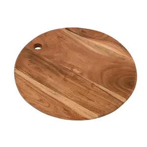 Planche à découper ronde en bois de la meilleure qualité avec rainure à jus Planche à découper antidérapante pour la maison et le restaurant - Product Image 4