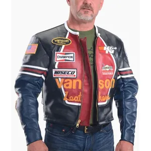 Vanson Star Leather Jacket Men's Racing Armored Jacket With Motorbike Leather Jackets High Quality