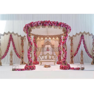 Boda India Damroo Mandap para bodas gujarati Tendencia Exportación Calidad Fibra Pilar Mandap Stage Setup Designs Marriage Hall - Product Image 4