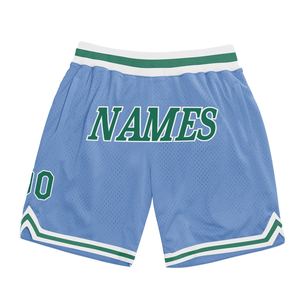 Industrie Direct Engro Short de basket-ball personnalisé authentique bleu clair pour Kelly vert-blanc 100% polyester fait à la main - Product Image 1