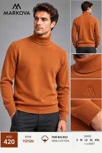 Pull col roulé pour homme MARKOVA, couleur Taba, style 420, 100% coton, tissu tricoté pour l'hiver, première qualité, best-seller, vente en gros - Product Image 1