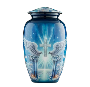 Urne funéraire en métal laiton/aluminium avec de belles ailes d'ange pour adultes, cendres funéraires humaines - Product Image 5