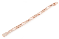 Bracelet Hip Hop pour Homme, Maillons Figaro 8mm, Plaqué Or 14K, Diamants de Laboratoire Taille Brillant, Chaîne Cubaine Givrée 6.00CTW Jaune