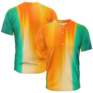 เสื้อเบสบอลพิมพ์ลายไล่เฉดสีน้ำเงินดำสำหรับผู้ชาย แขนสั้น ผ้าตาข่าย ระบายอากาศ ป้องกันรังสียูวี เป็นมิตรกับสิ่งแวดล้อม ติดกระดุมด้านหน้า - Product Image 3